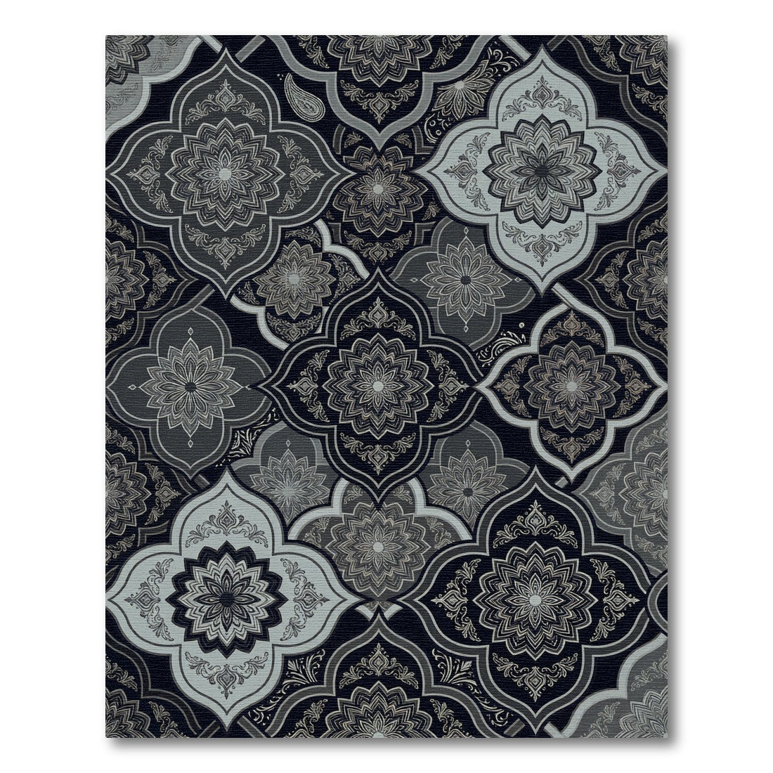 Art Nouveau Mandala Arabesque Grey Rug
