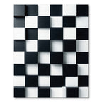 Black White Chessboard Offset Cubes Rug