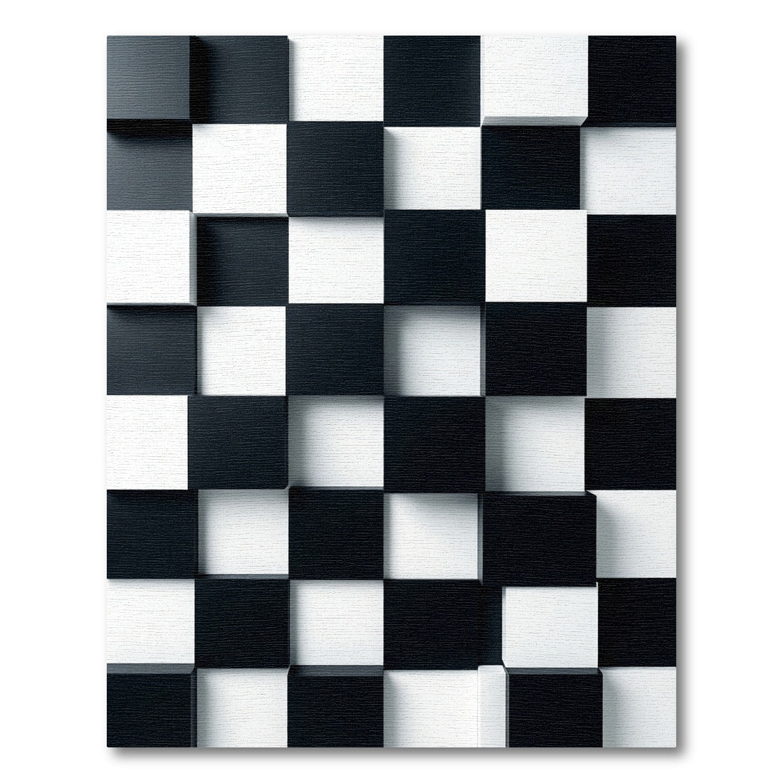 Black White Chessboard Offset Cubes Rug