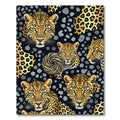 Golden Leopard Portraits with Swirl Accent Rug