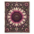Vintage Pink Botanical Sunflower Medallion Rug