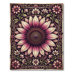 Vintage Pink Botanical Sunflower Medallion Rug