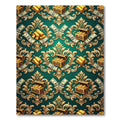 Opulent Emerald Gold Treasure Damask Rug