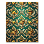 Opulent Emerald Gold Treasure Damask Rug