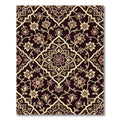 Elegant Floral Damask Ebony Gold Scroll Rug