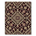 Elegant Floral Damask Ebony Gold Scroll Rug