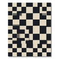 Modern Black and Cream Checkerboard Grid Rug