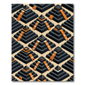 Gray Orange Pyramid Isometric Pattern Rug