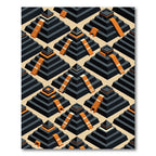 Gray Orange Pyramid Isometric Pattern Rug
