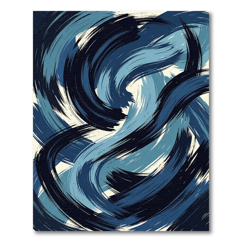 Abstract Navy and Azure Swirl Rug