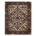 Antique Deep Burgundy Floral Fish Tile Rug