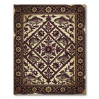 Antique Deep Burgundy Floral Fish Tile Rug