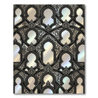 Elegant Black Silver Arched Trellis Rug