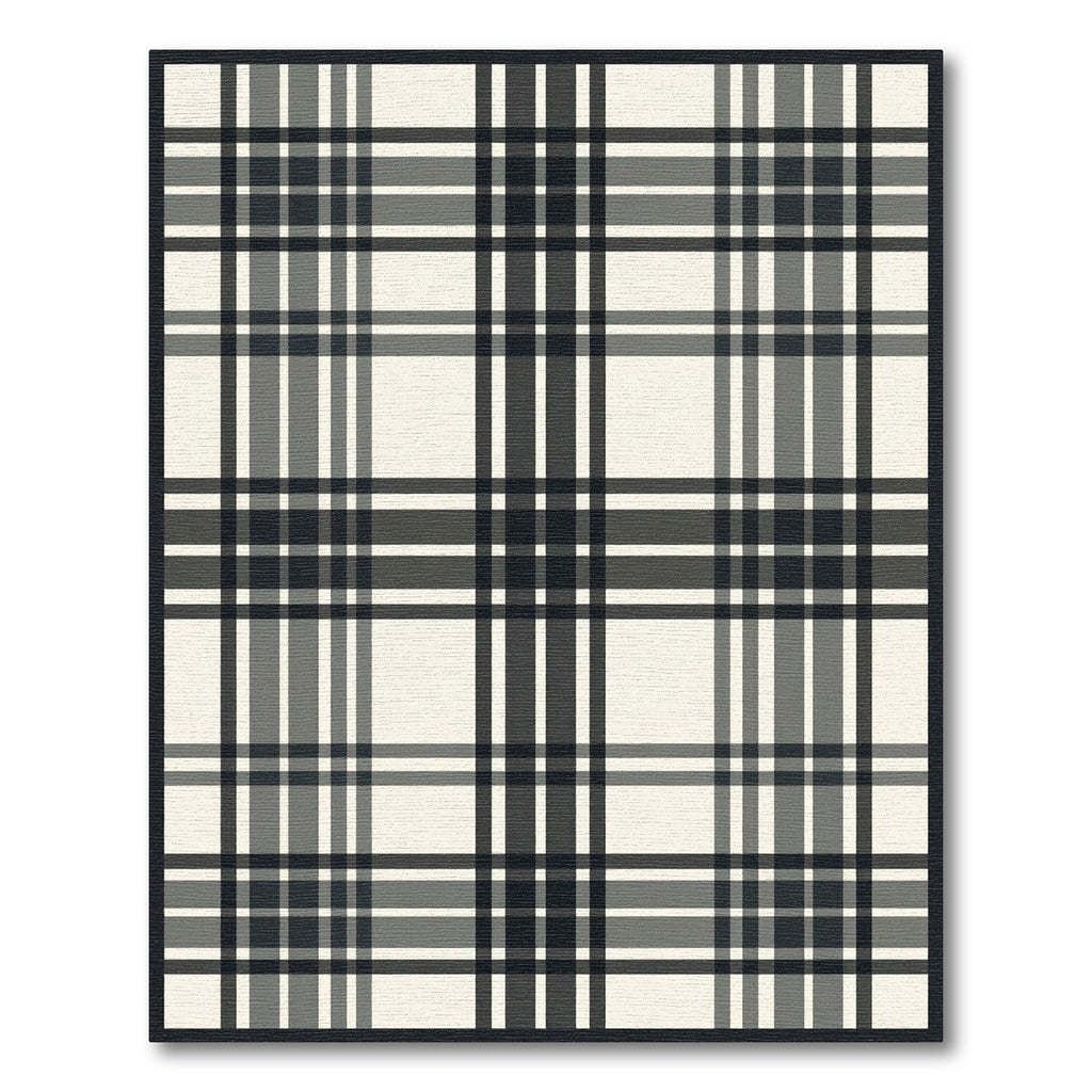 Classic Black Gray White Plaid Checkered Rug