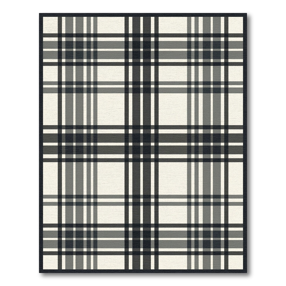 Classic Black Gray White Plaid Checkered Rug