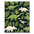 Whimsical Green Tropical Dinosaur Foliage Rug