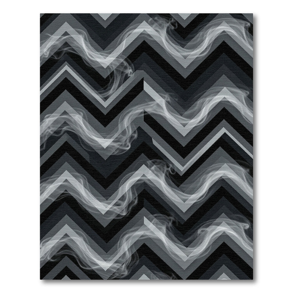 Smoky Gray Geometric Chevron Wave Rug
