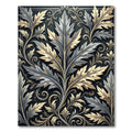 Elegant Silver and Gold Leaf Art Rug