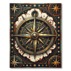 Vintage Golden Compass Nautical Star Map Rug