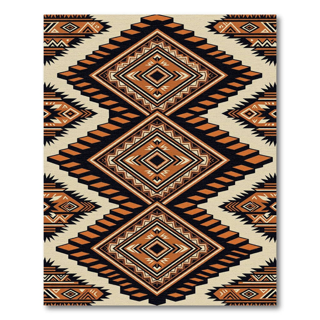 Authentic Orange Diamond Tribal Rug