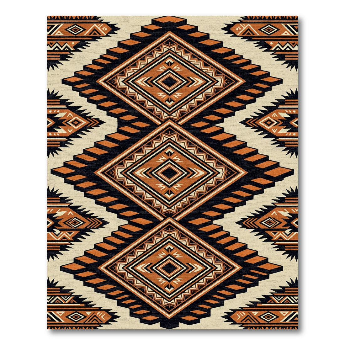 Authentic Orange Diamond Tribal Rug