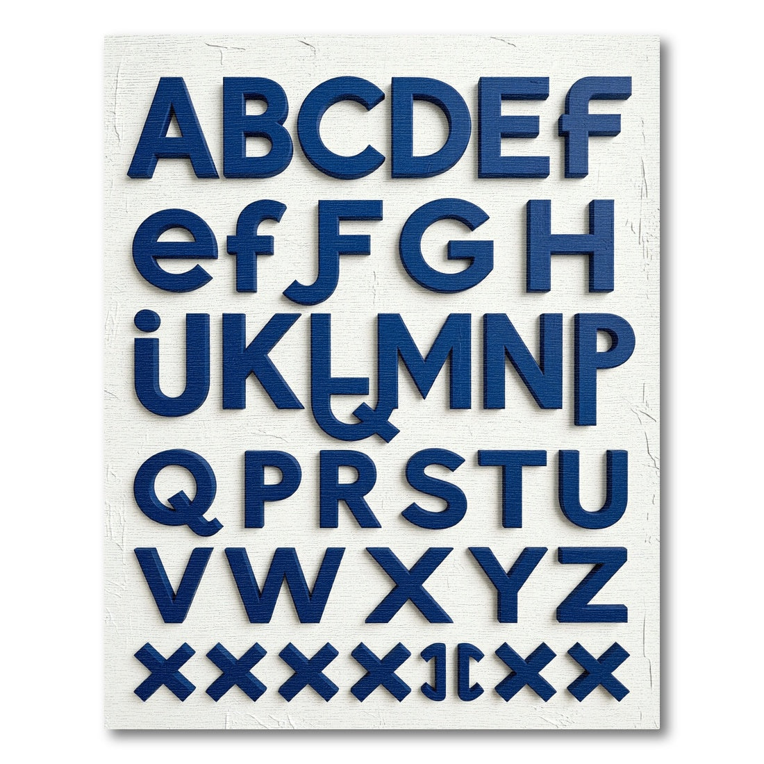 Navy Blue Alphabet Wall Art Sculpture Rug