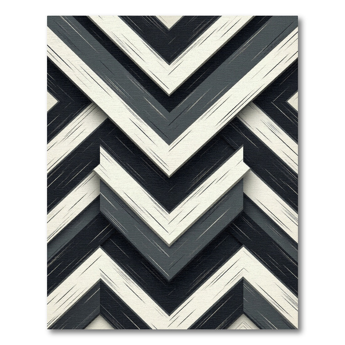 Monochromatic Geometric Chevron Layers Rug