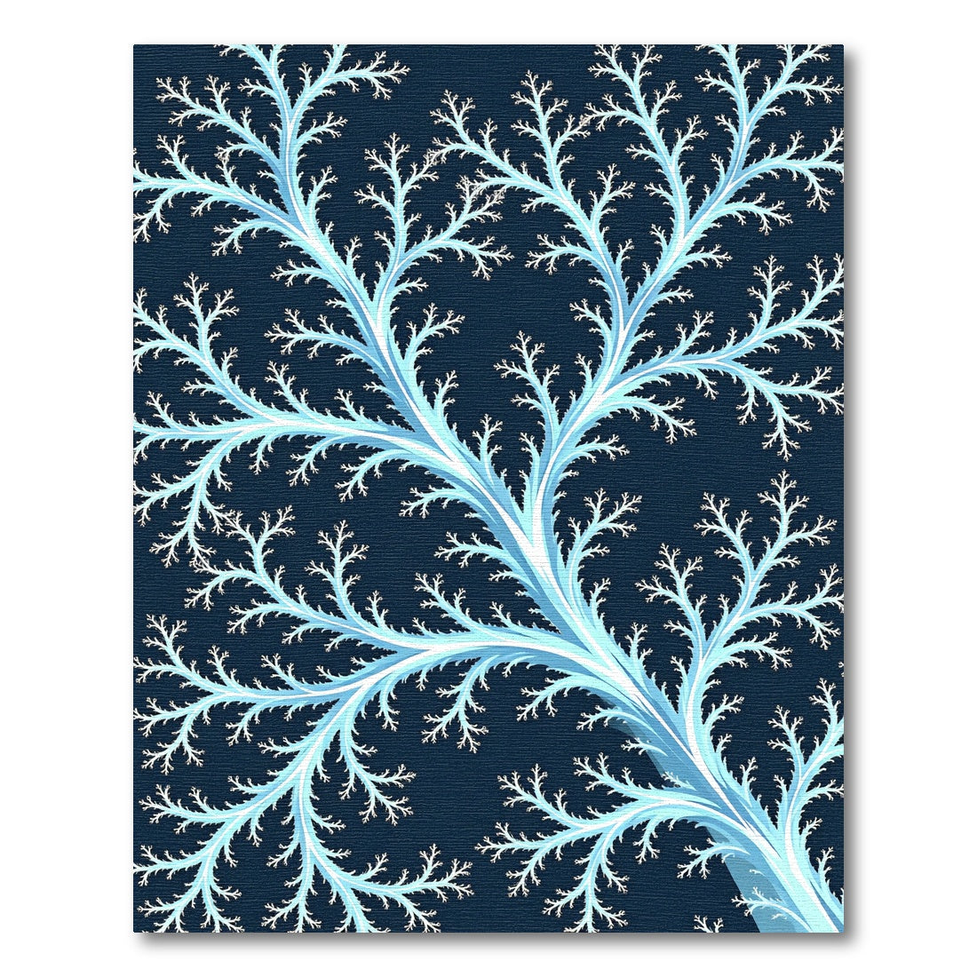 Luminous Icy Blue Fractal Branch Rug