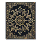 Midnight Gold Nature Paisley Medallion Rug