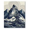 Minimalist Alpine Mountain Zen Line Art Rug