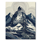 Minimalist Alpine Mountain Zen Line Art Rug
