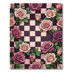Pink Roses Checkerboard Arrangement Rug