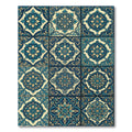 Blue Golden Floral Medallion Tiles Rug