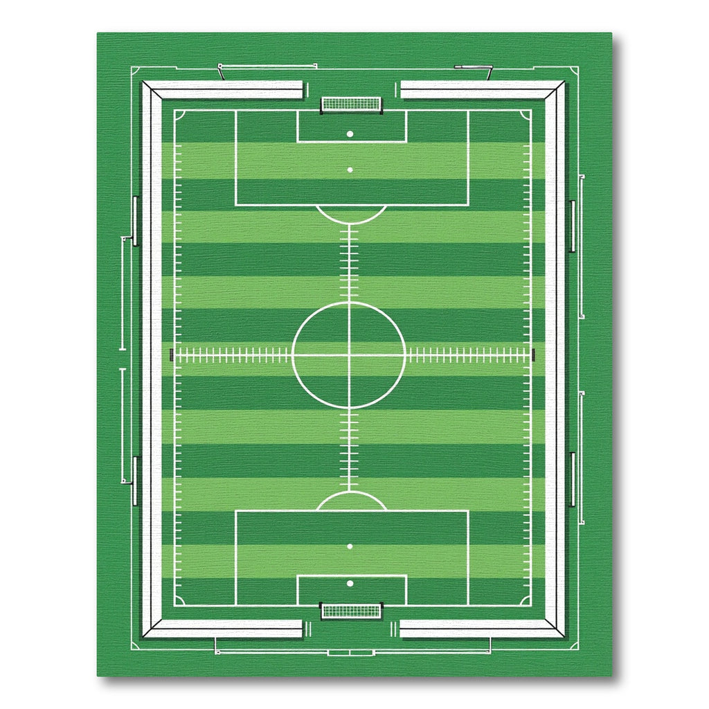 Minimalist Green Soccer Field Pitch Rug