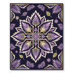 Elegant Purple Gold Botanical Medallion Rug