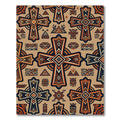 Geometric Ochre Tribal Cross Ornate Tile Rug