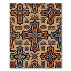 Geometric Ochre Tribal Cross Ornate Tile Rug