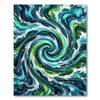 Abstract Teal and Emerald Ocean Swirl Rug