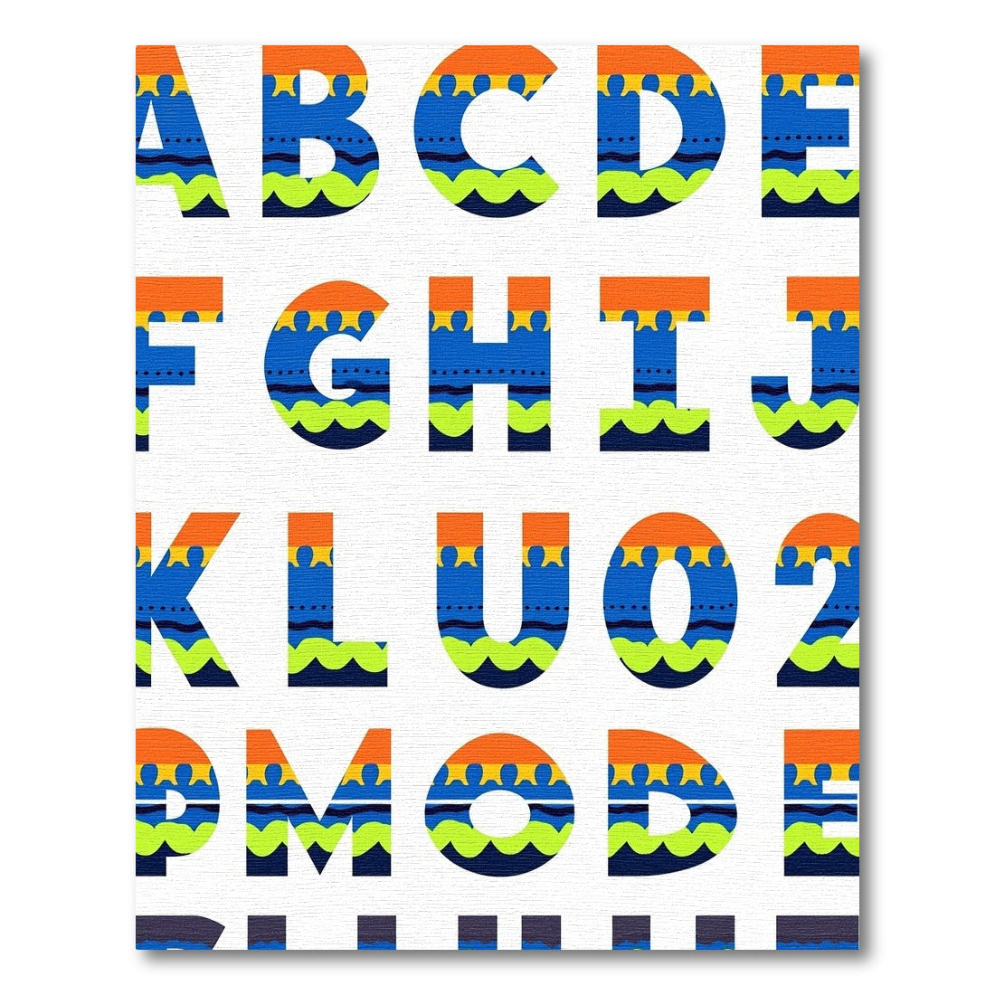 Orange Blue Green Wave Alphabet Rug