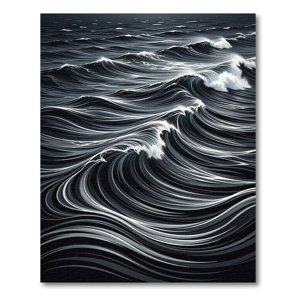 Dark Ocean Waves Graphic Rug
