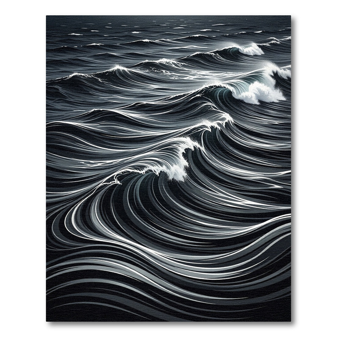 Dark Ocean Waves Graphic Rug