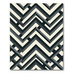 Black and Cream Geometric Chevron Rug