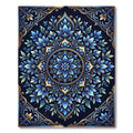 Elegant Navy Blue Floral Mandala Rug