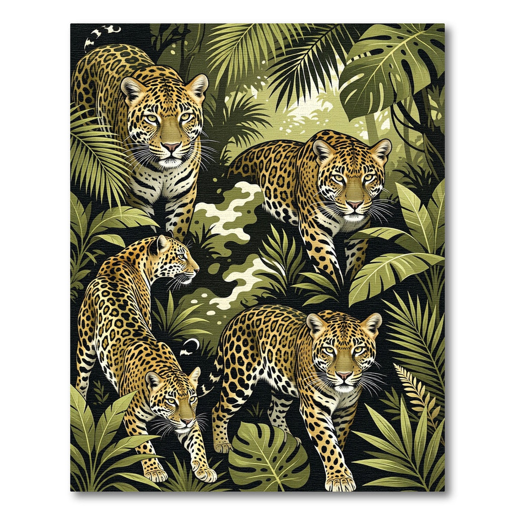 Jaguar Jungle Tropical Leopard Scene Rug