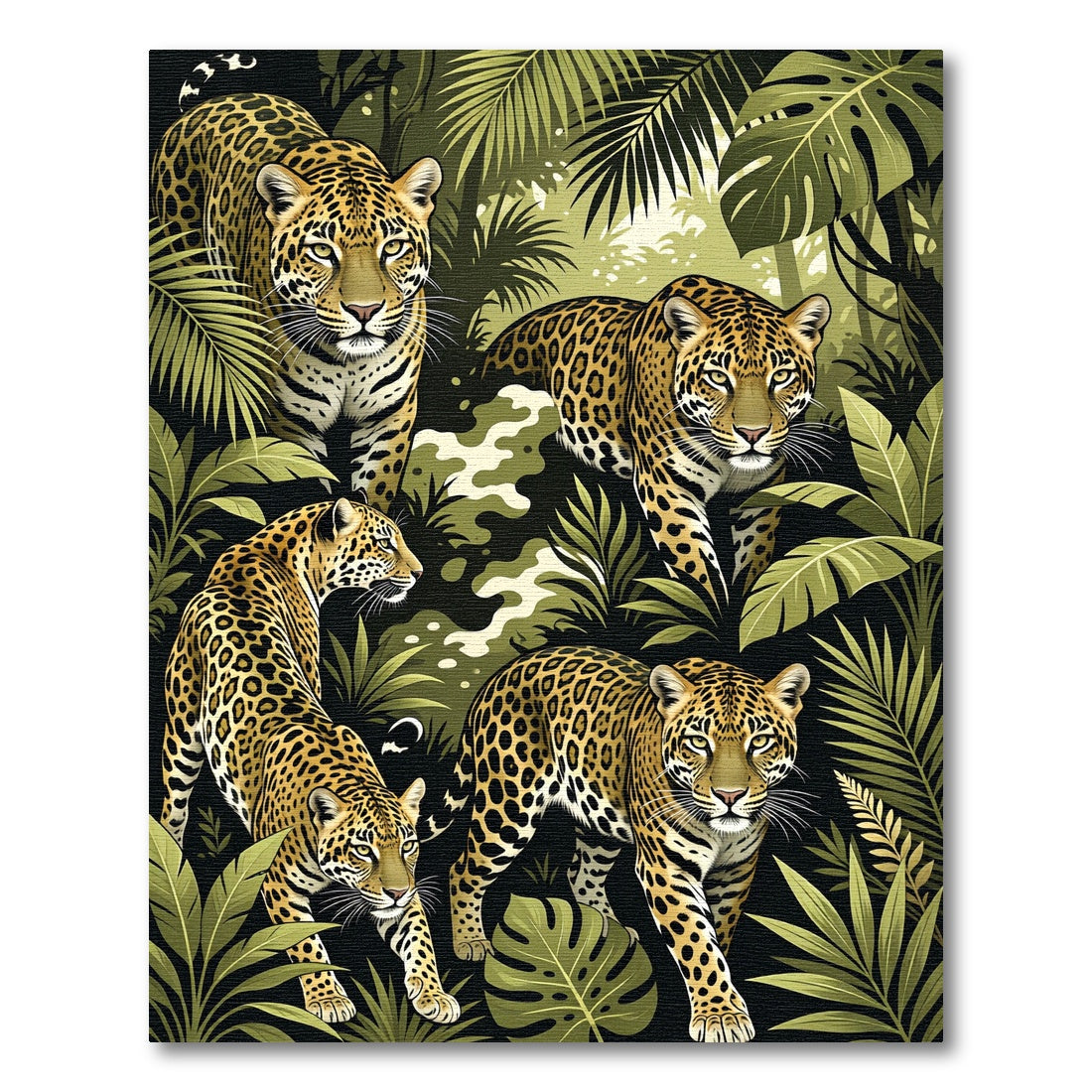 Jaguar Jungle Tropical Leopard Scene Rug