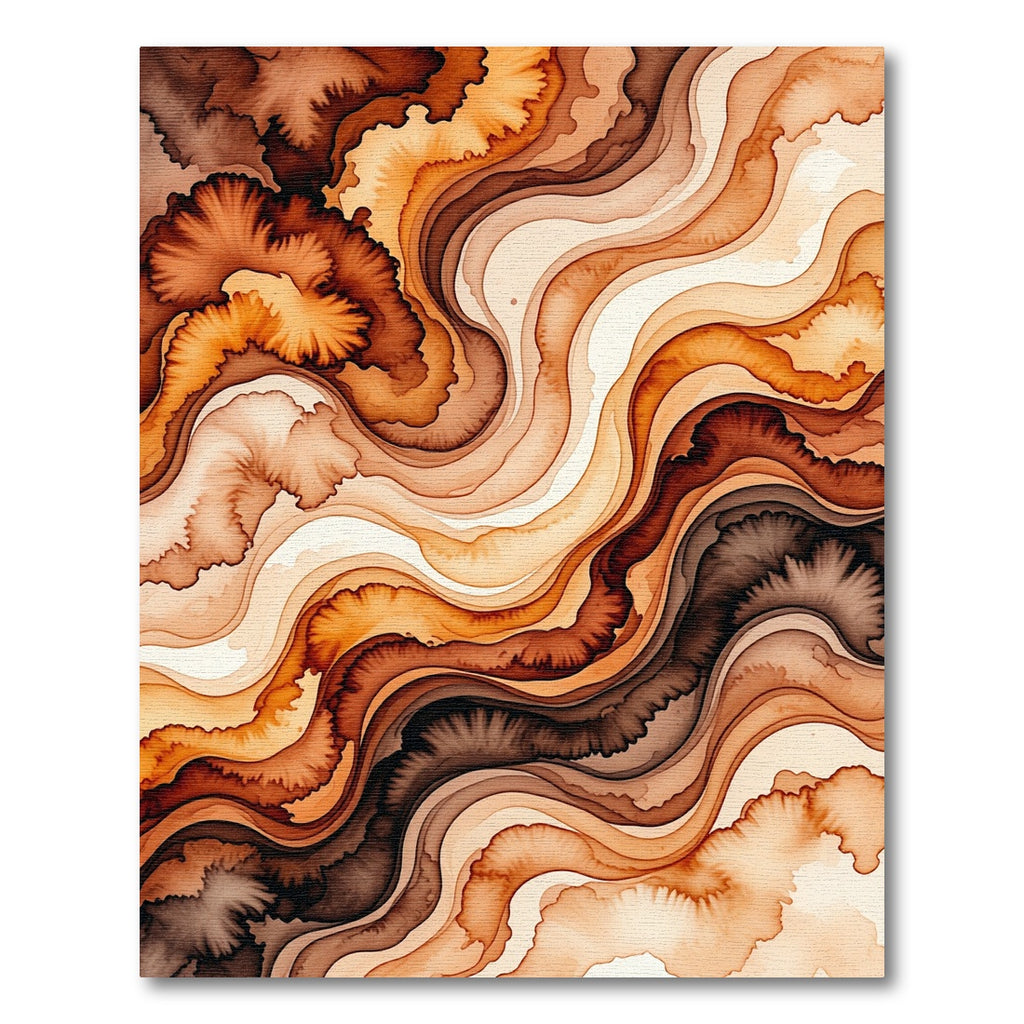 Abstract Earth Tone Fluid Wave Rug