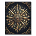 Gold Ornate Floral Compass Medallion Rug