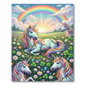 Whimsical Rainbow Unicorn Meadow Landscape Rug