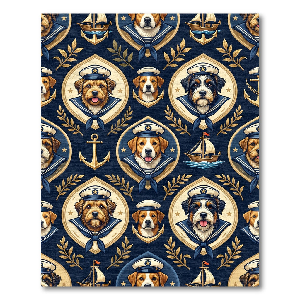 Nautical Sailor Dog Navy Blue Anchor Rug