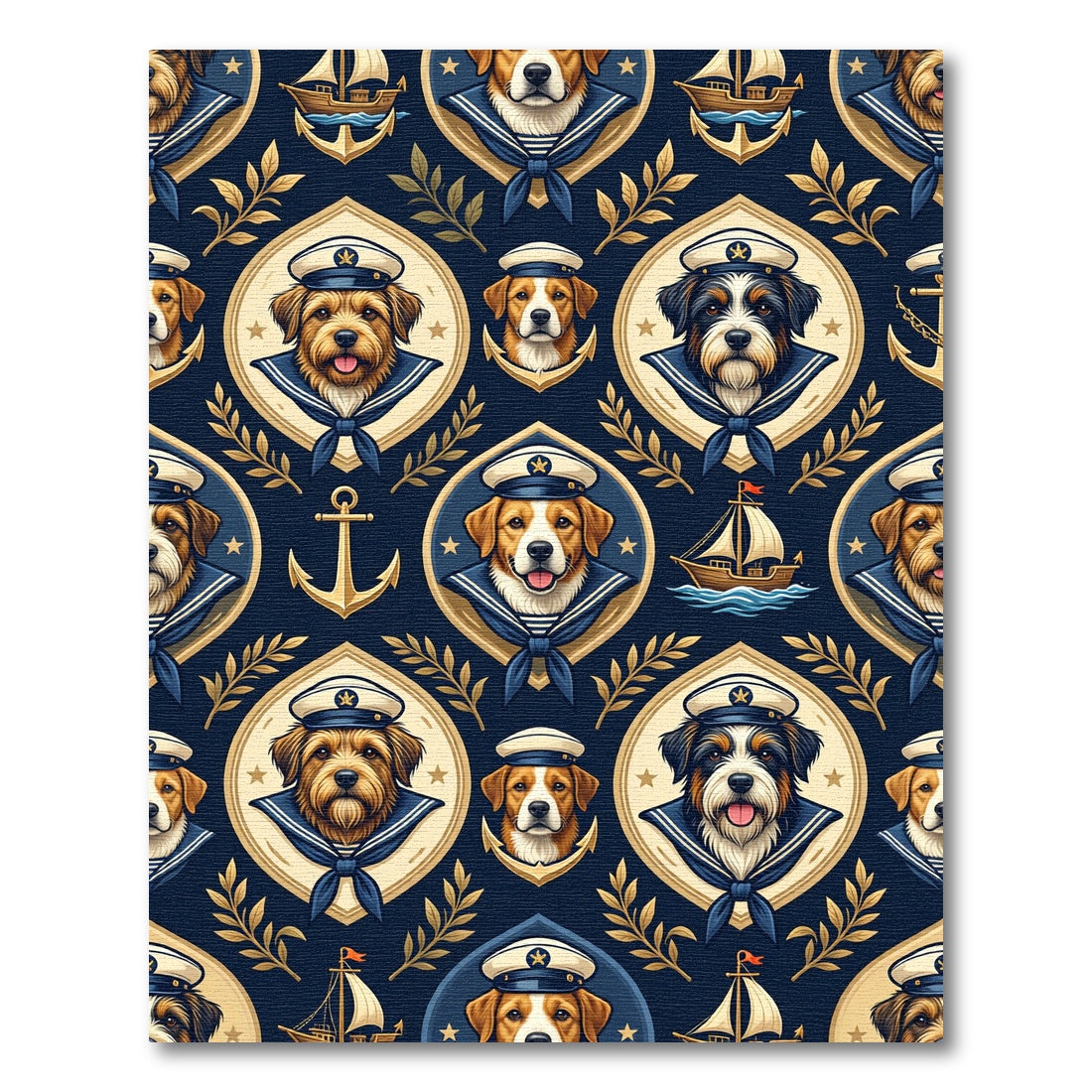 Nautical Sailor Dog Navy Blue Anchor Rug